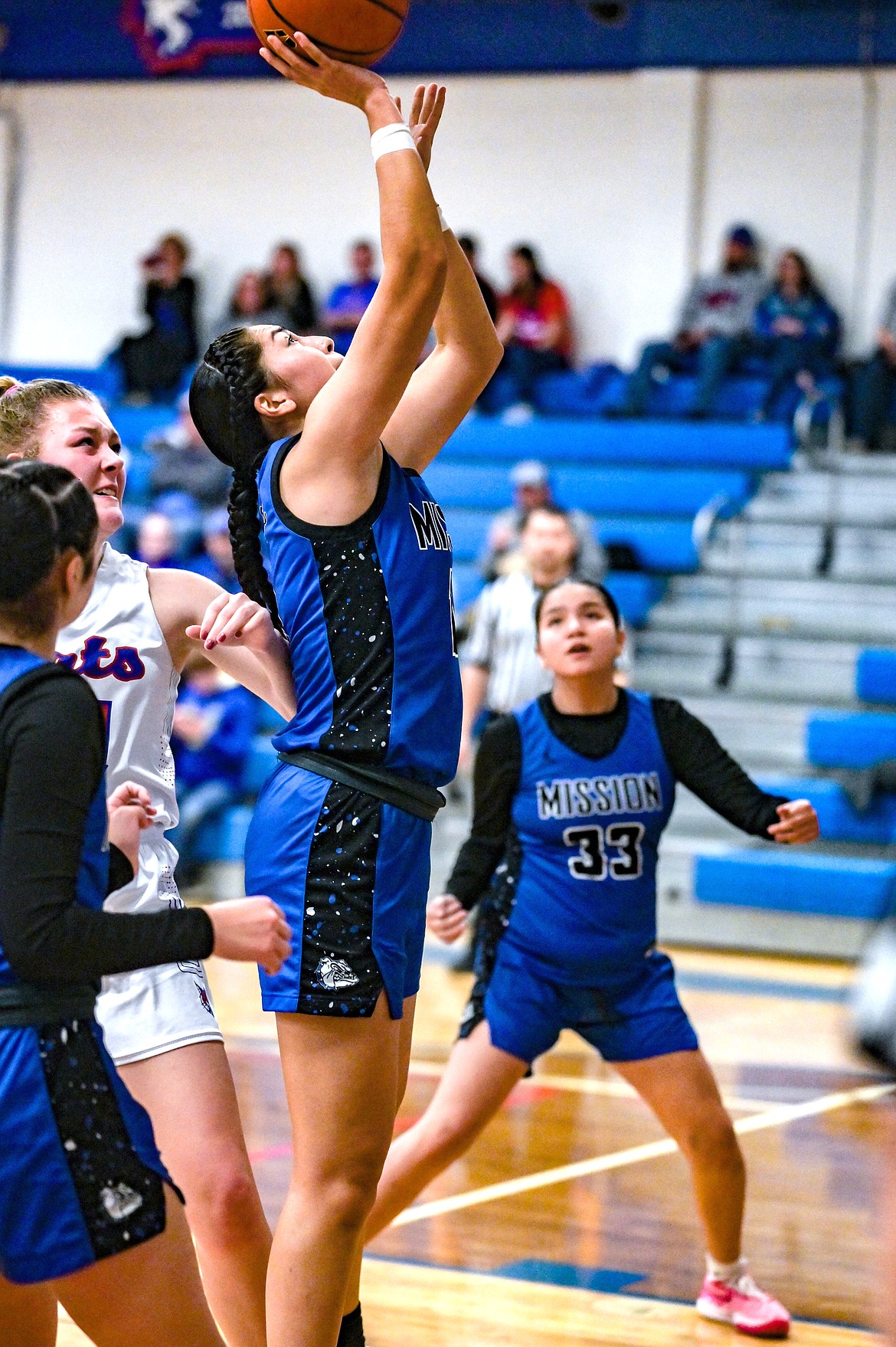 Mission's Cora Matt goes up for a shot against Superior. (Christa Umphrey photo)