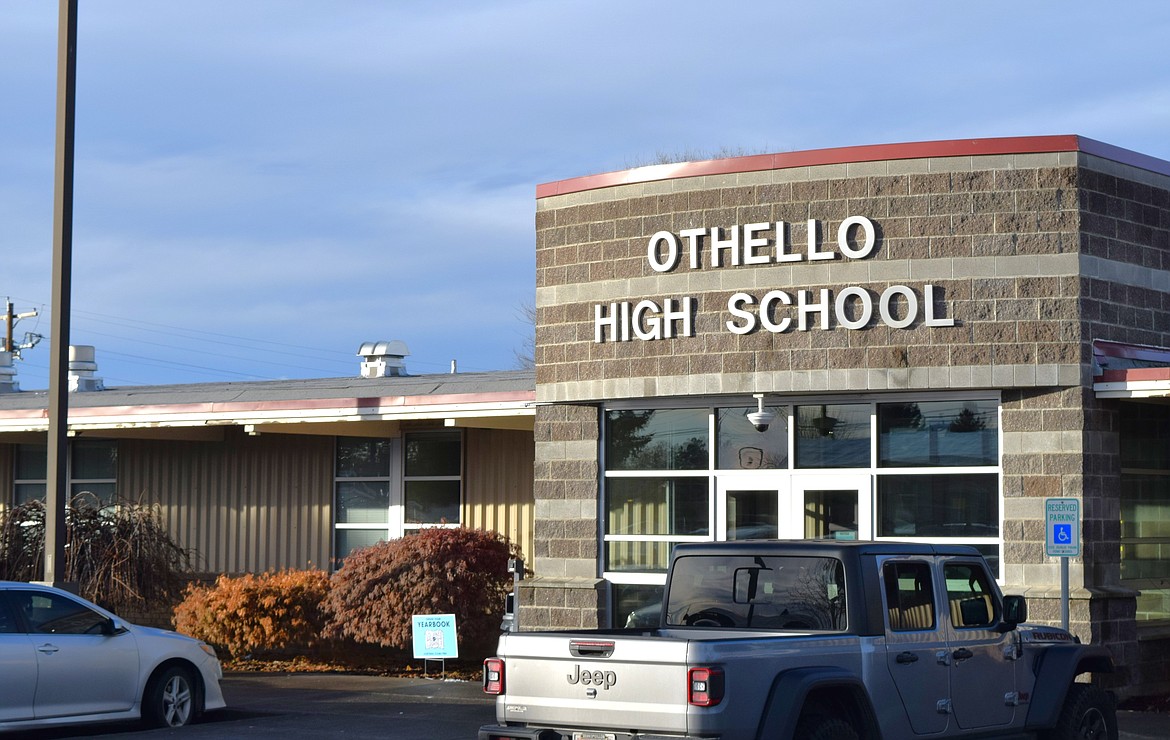 The main entrance to Othello High School, pictured, is one of several campus entrances that is now more secure due to new security measures.