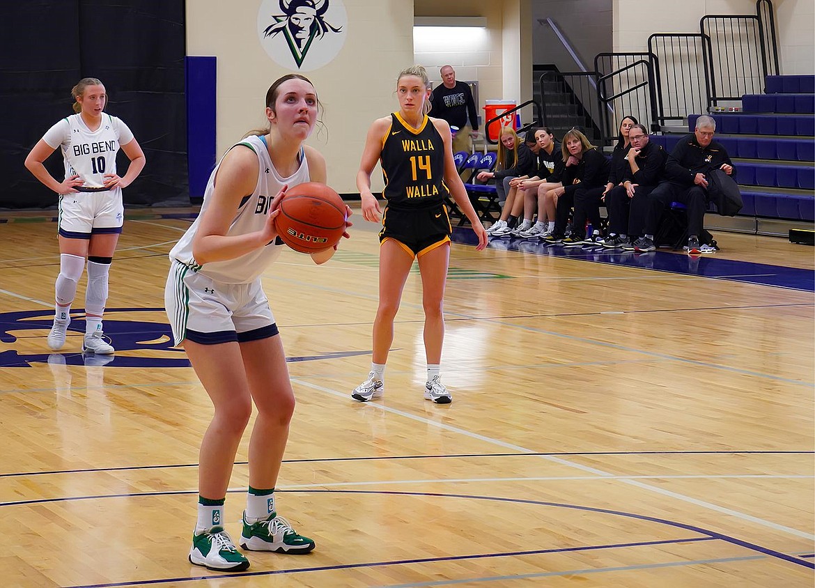 Big Bend forward Riley Layton attempts a free throw during a Jan. 27 game against Walla Walla.