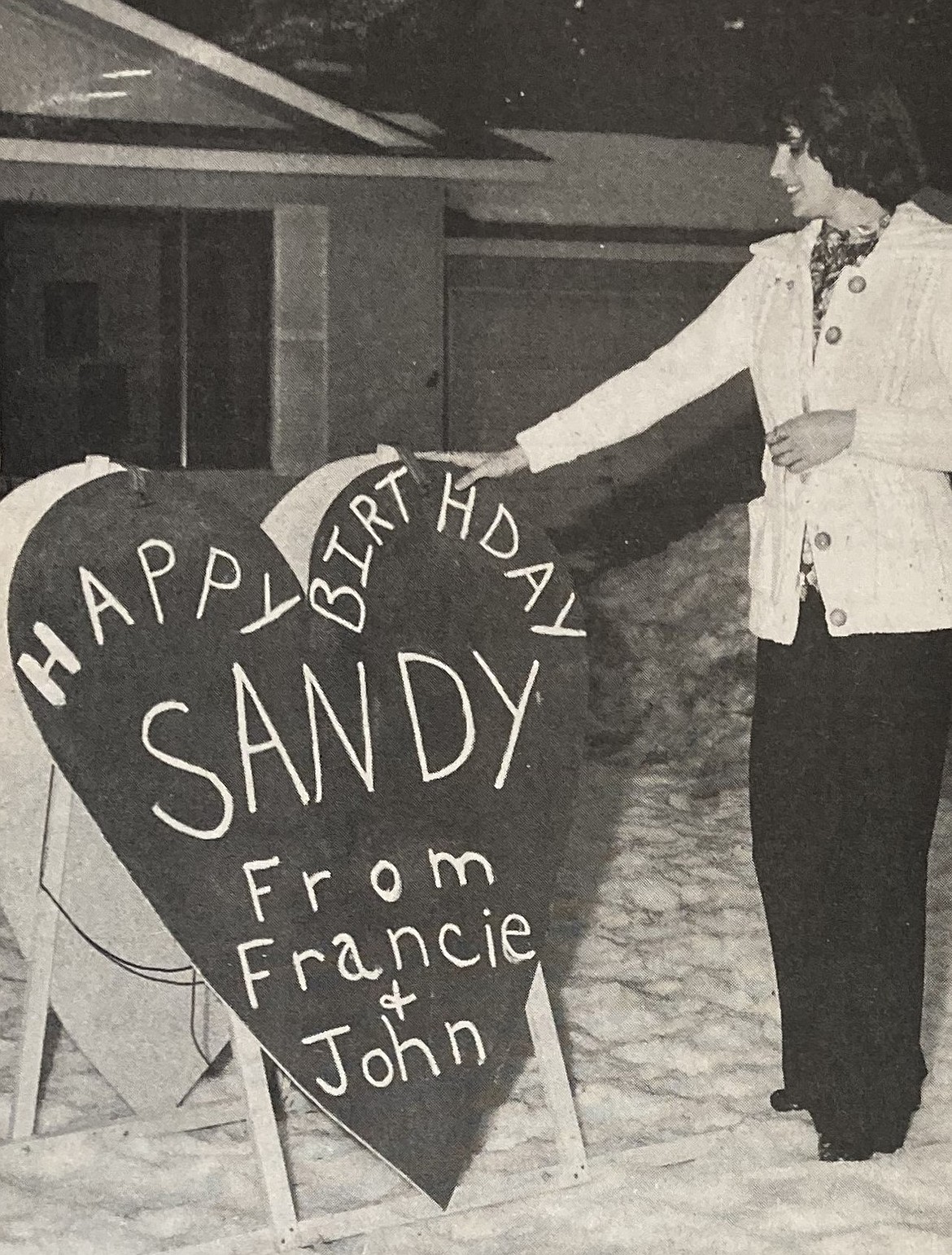 Sandy Lewis and her birthday surprise on 1979 Valentine’s Day.