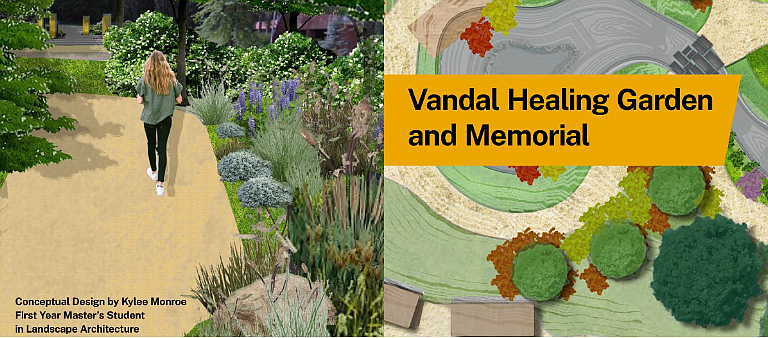 A conceptual design of the future Vandal Healing Garden and Memorial.