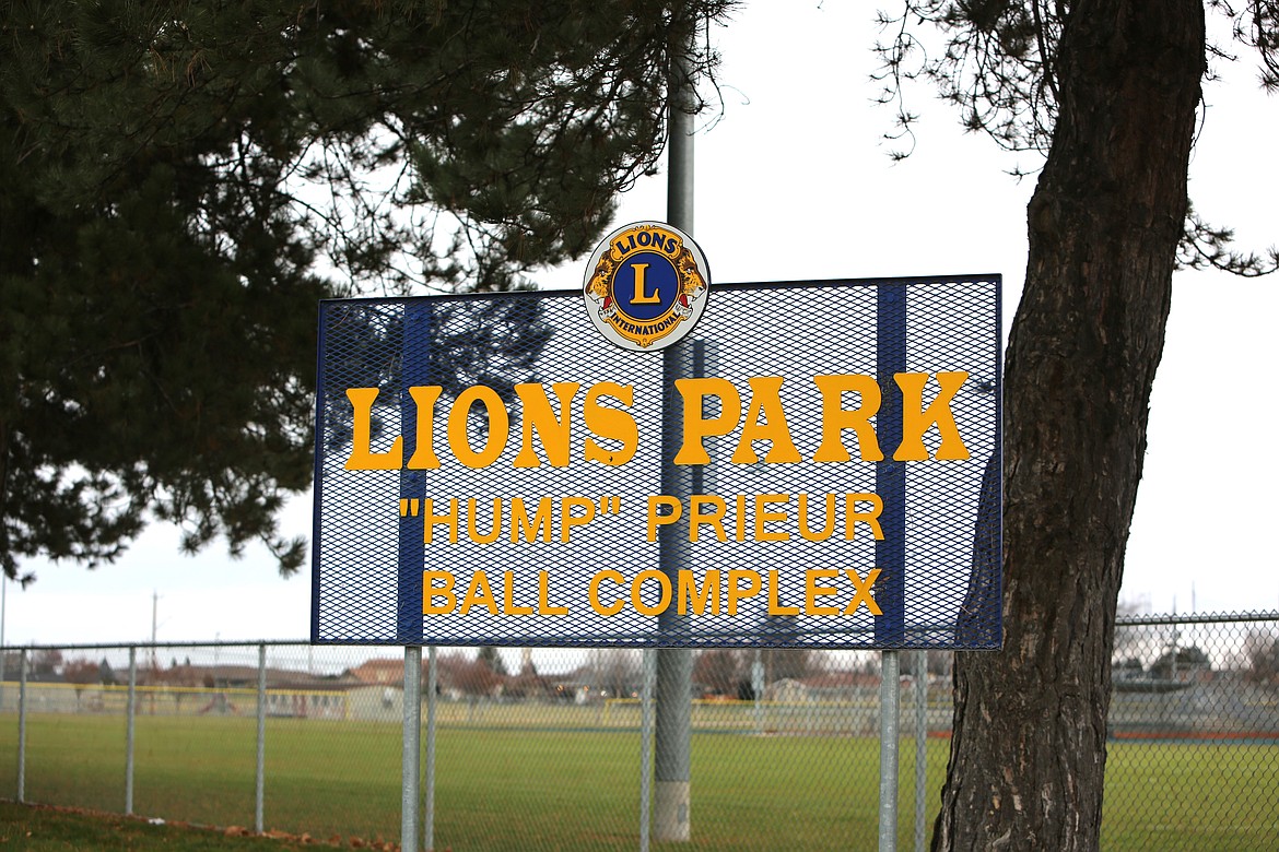 A sign welcomes people to Othello’s Lions Park, which will be the venue for the March 30 Easter egg hunt, put on by the Othello Holiday Committee.