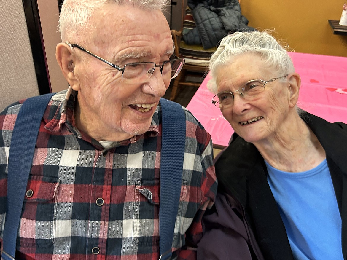 Lyle and Joan Cross share a laugh at One Site for Seniors on Wednesday.