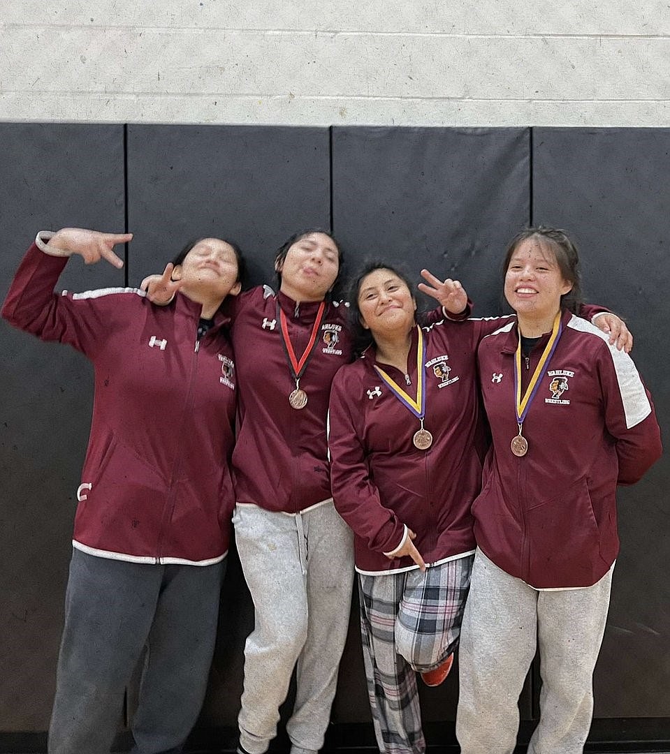 Mariangela Gonzalez poses with then-teammates in February of 2022 when she qualified for state competition. Pictured with Gonzalez are Megan Tapia, Josie Salazar and Angela Santiago.