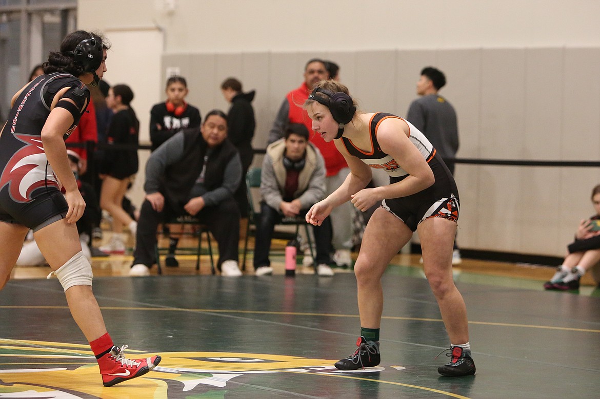 Ephrata senior Kadie McMullen, right, wrestles at a Jan. 27 tournament in Quincy. McMullen took fourth in the 2A/1A/B Girls 140-pound class at the 2023 Mat Classic.