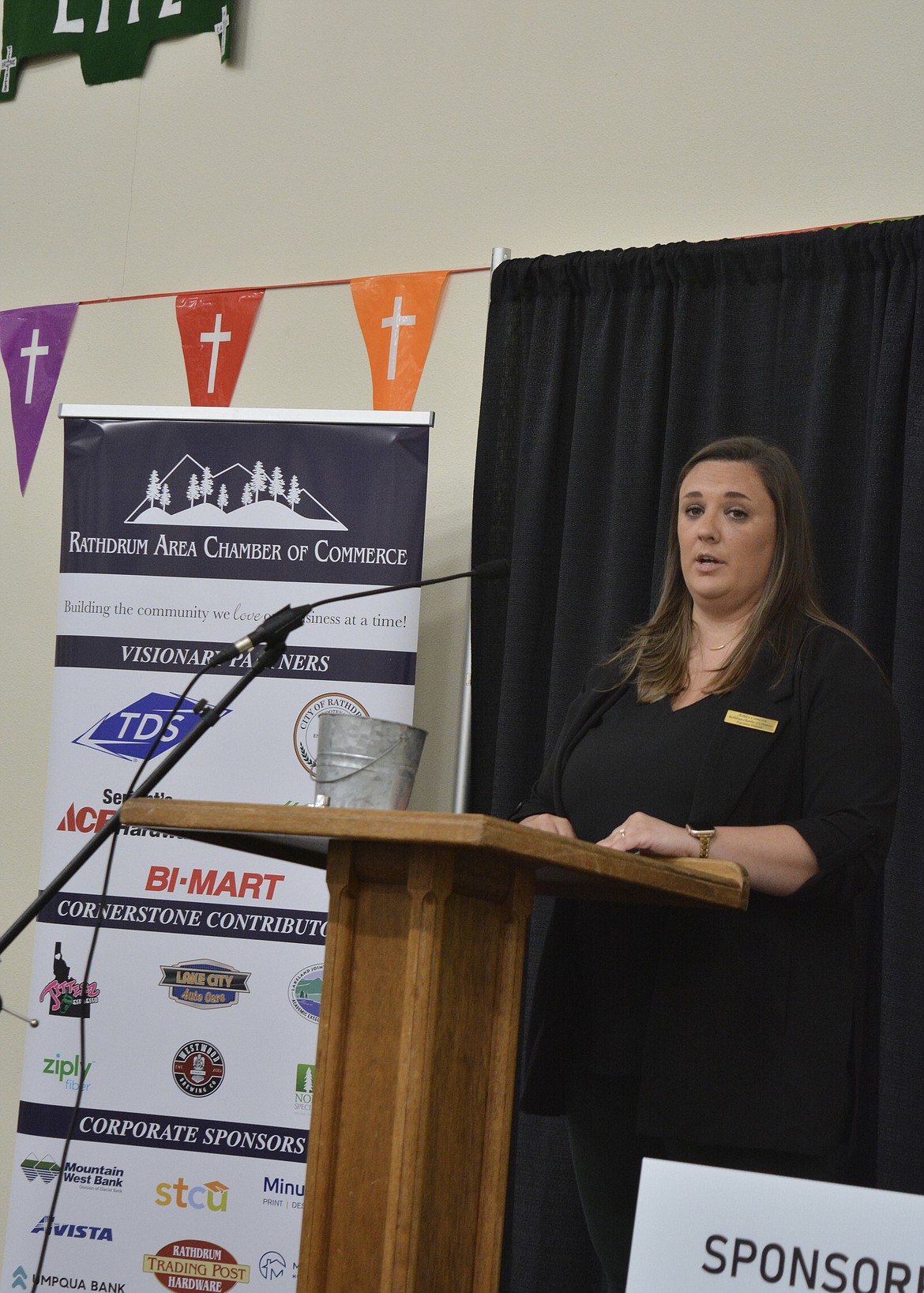 Rathdrum Chamber Executive Director Ashley Cameron imparts the value of community to the attendees at the Rathdrum State of the City on Thursday.