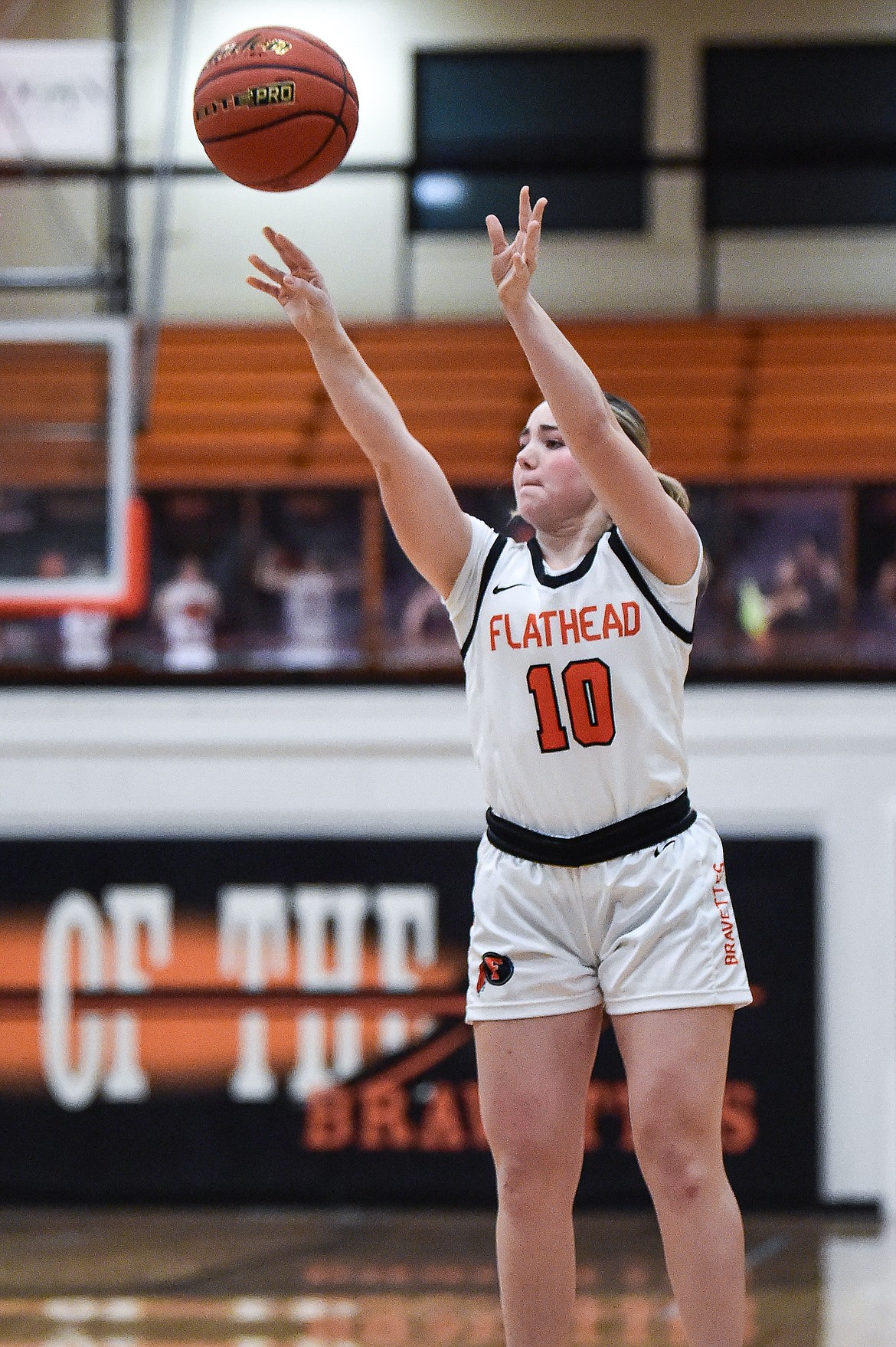 Flathead's Quin Tennison (10) shoots in the third quarter against Helena Capital at Flathead High School on Friday, Feb. 16. (Casey Kreider/Daily Inter Lake)