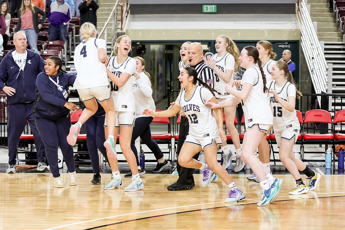 JASON DUCHOW PHOTOGRAPHY
Lake City players celebrate after beating Rigby in a state 5A semifinal Friday night at the Ford Idaho Center in Nampa. Lake City plays Coeur d'Alene in the championship game tonight at 7 PST.