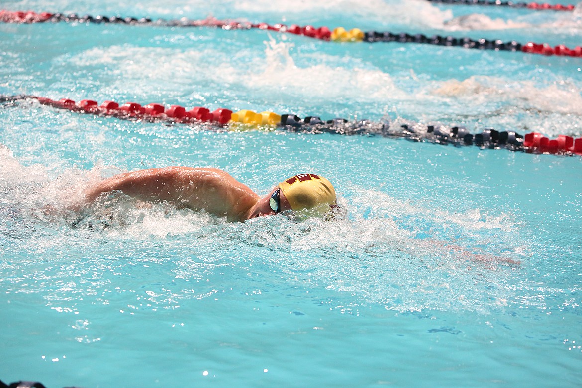 Moses Lake sophomore Sam Molitor competes in the 200-yard freestyle at the 4A Boys State Swimming and Diving Championships in Federal Way.