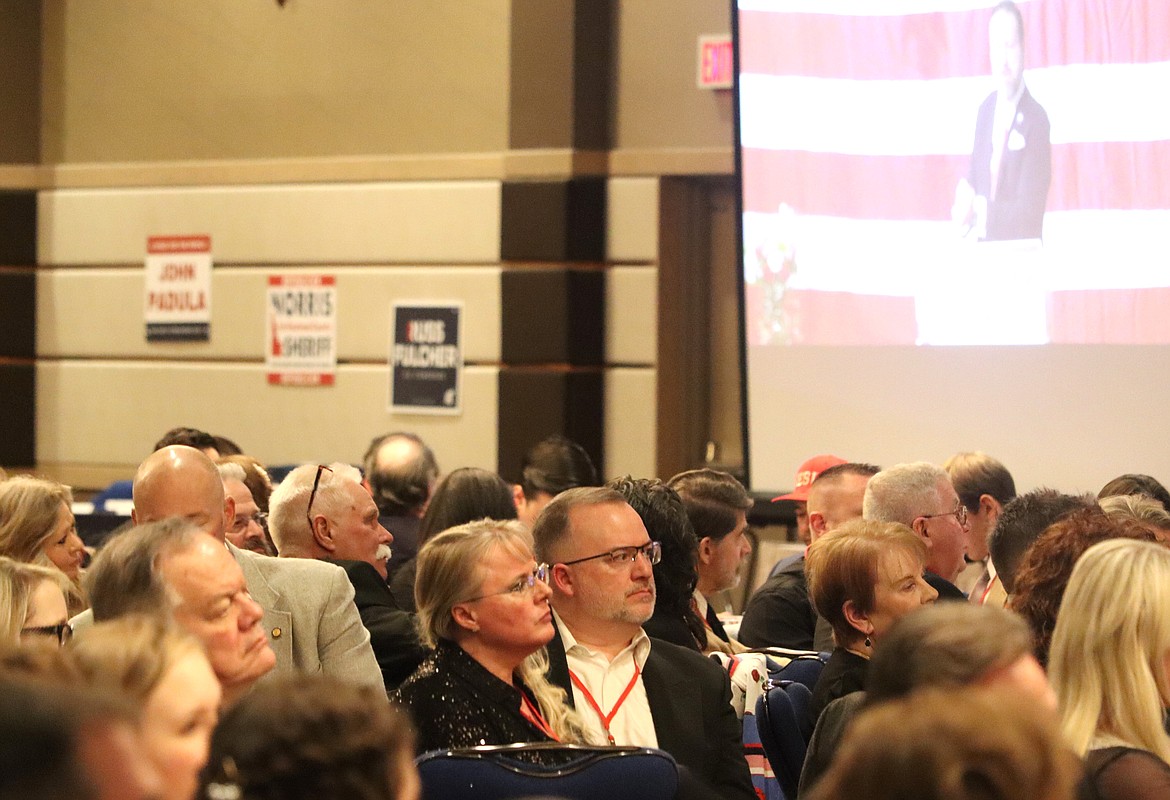 The crowd listens to a speaker at the Lincoln Day Dinner on Saturday.