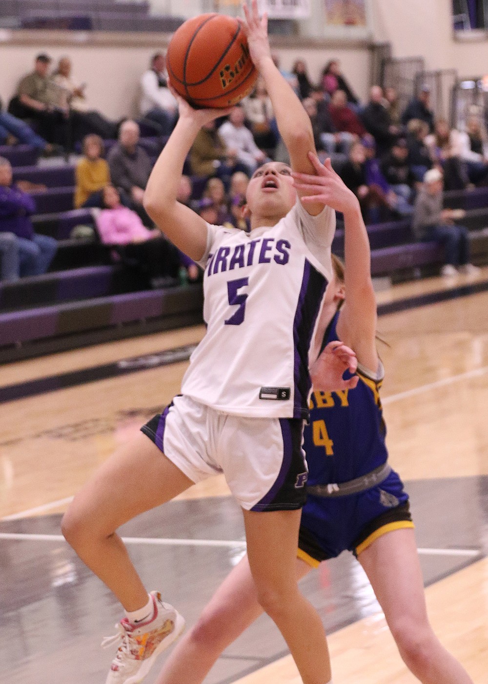 Polson's Rylee Taylor-Jefferson makes a layup during last week's game against Libby. (Bob Gunderson photo)