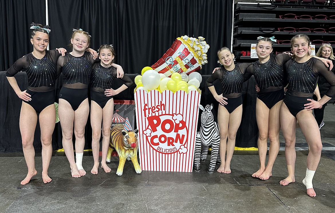 Courtesy photo
Avant Coeur Gymnastics Level 8s at the Under the Big Top meet in Boise. From left are Kate Mauch, Eva Martin, Georgia Carr, Kaylee Strimback, Sage Kermelis and Lexie Gersdorf.