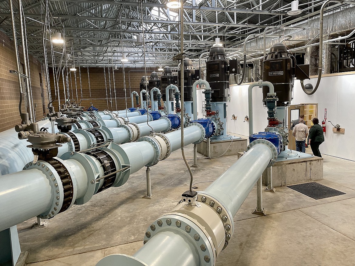 Six large pumps inside the EL 47.5 pump house draw Columbia River water from the East Low Canal and send it on its way along 8.8 miles of pipe to 8,500 acres formerly irrigated by deep wells. This pump house is just one of many pieces of infrastructure that help provide irrigation water and other benefits to Central Washington.