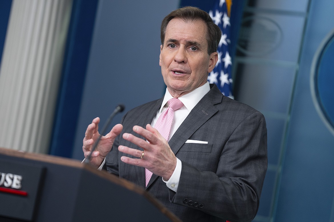 National Security Council spokesman John Kirby speaks during a press briefing at the White House, Tuesday, Feb. 13, 2024, in Washington. (AP Photo/Evan Vucci)