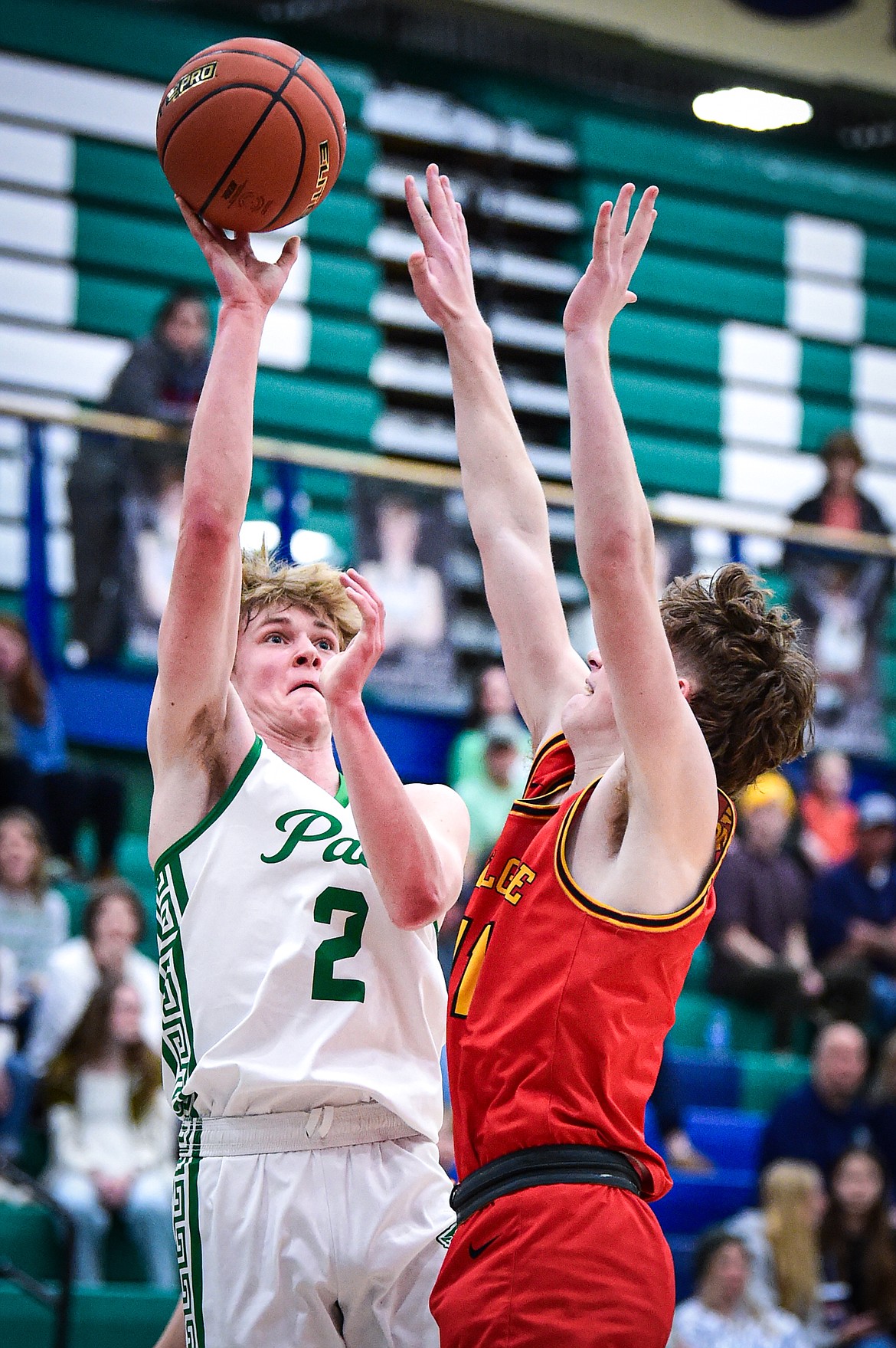 Glacier's Liam Ells (2) drives to the basket in the first quarter against Missoula Hellgate at Glacier High School on Tuesday, Feb. 20. (Casey Kreider/Daily Inter Lake)