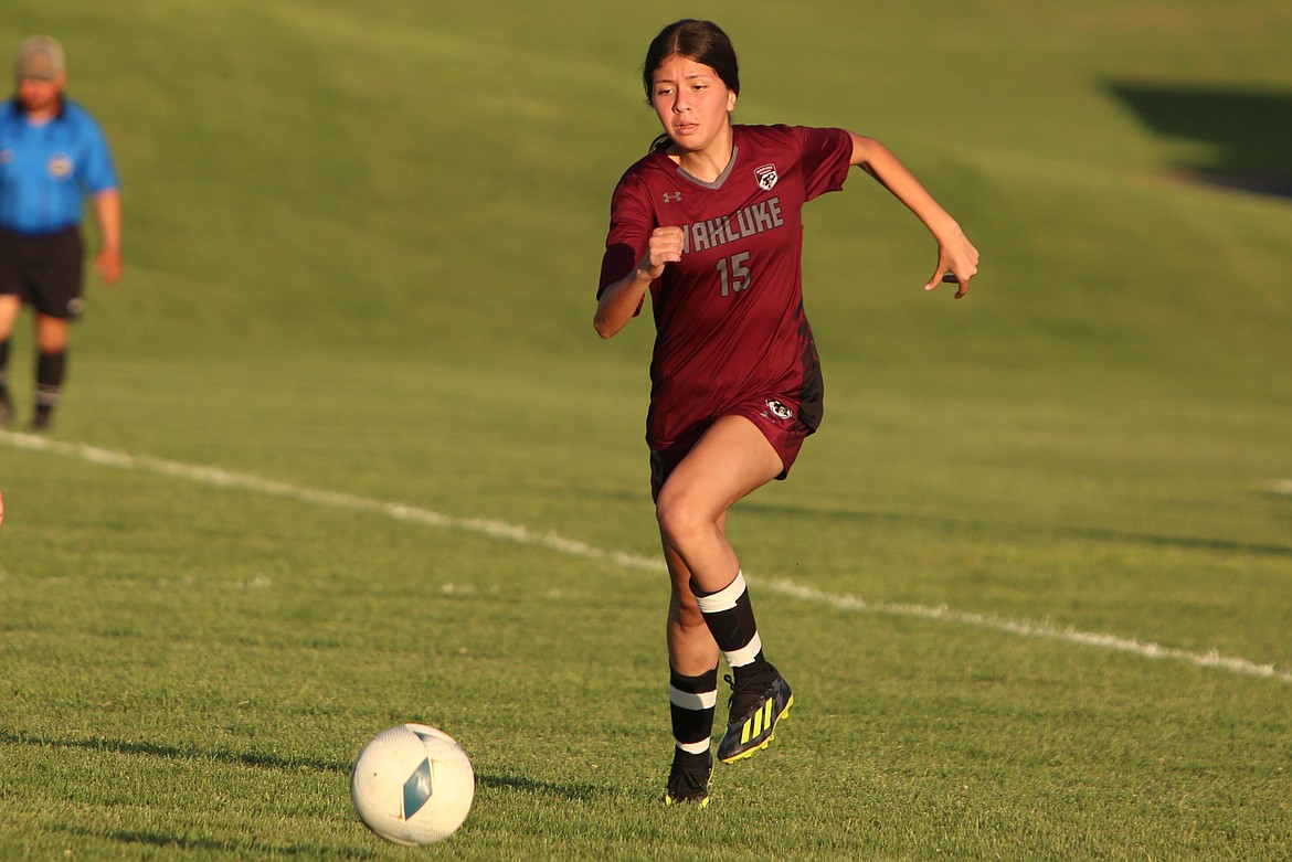 A Wahluke student plays in a soccer match on Wahluke High School’s soccer field, which would have received overhead lights if the school district’s most recent levy had passed. The lights would allow play in the evenings.