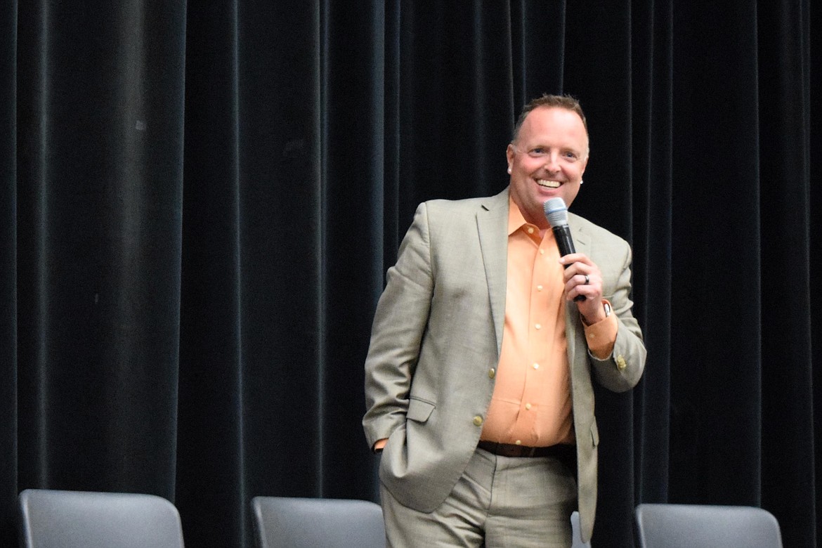 Wahluke School District Superintendent Andy Harlow speaks about the district’s capital levy at the South Grant County Candidate Forum hosted in October at Wahluke High School.
