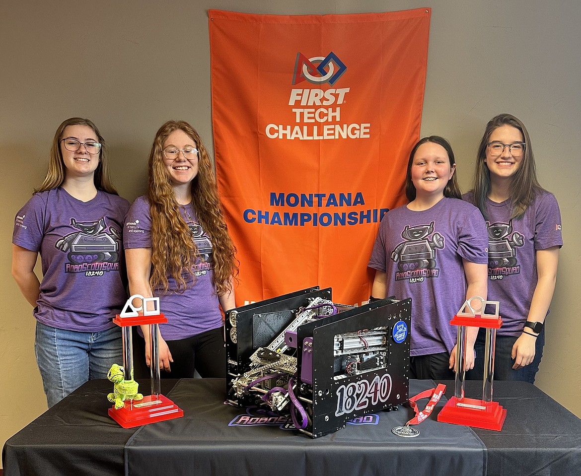 Marin Colley, Zia Walker, Lillie Groom and Kennedy Dortch of the RoboScout Squad advance to 2024 FIRST Championship in Houston April 17-20 following their performance at the state level.(Photo provided by Krista Nunally)