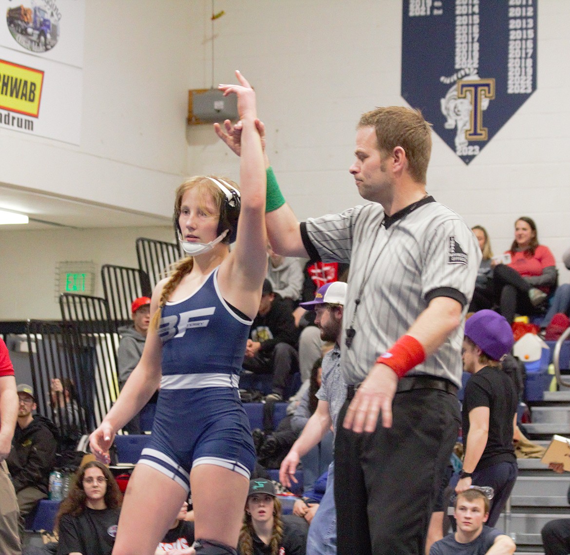 Neveah Therrien wins championship match, making her a two time district champion.