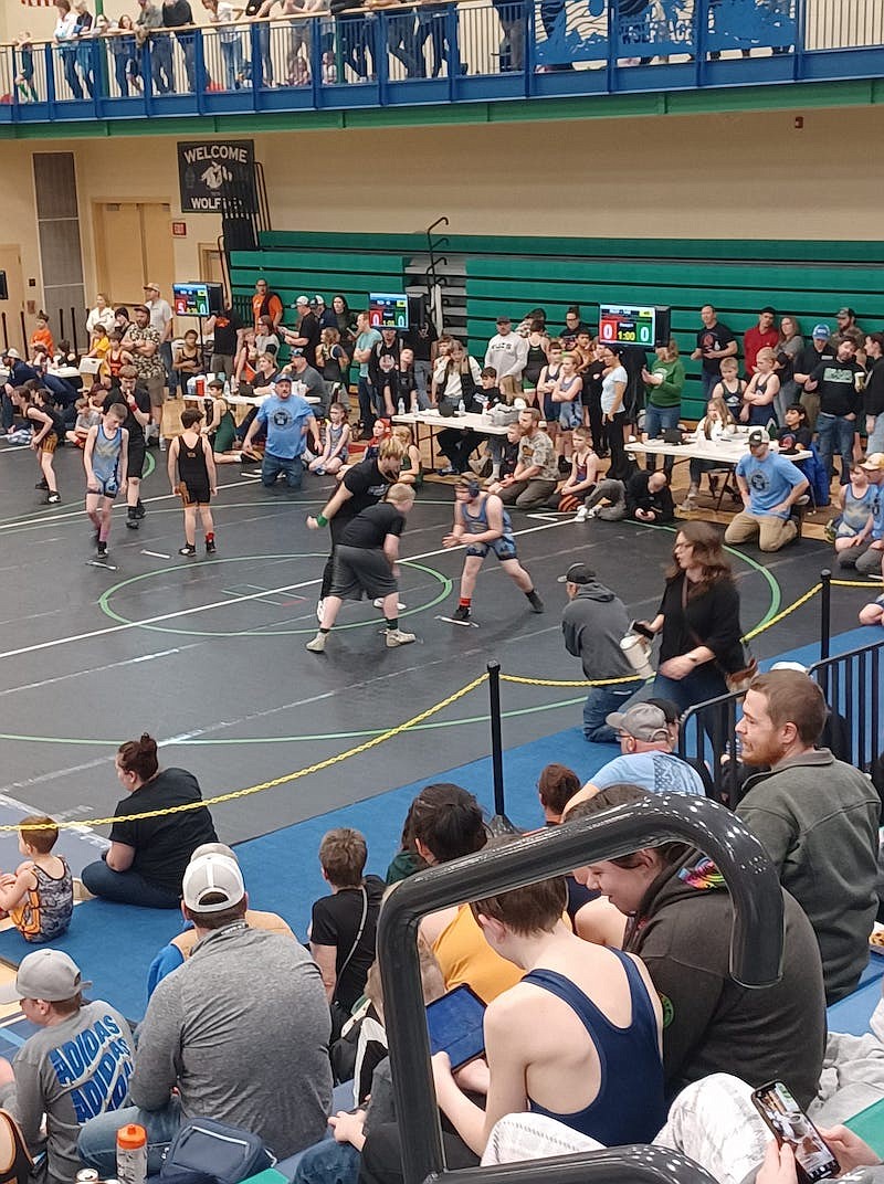 The stands at Glacier High School were packed for the Making a Difference tournament in Kalispell. (Photo courtesy Greenchain Wrestling Club parents)