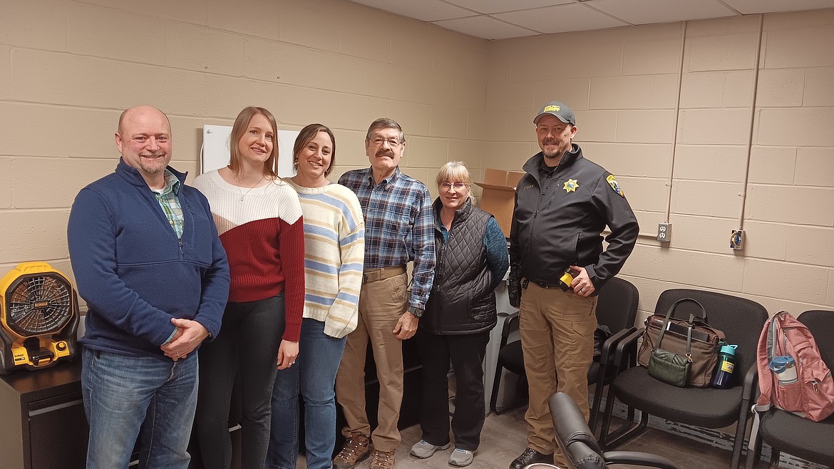 From left, Matt Hurteau who is a Patrol Deputy with the MCSO and the new Mineral County DUI Task Force Coordinator. Several committee members Anna Schreck, Stephanie Quick, Ernie Ornelas, Roni Phillips and Sheriff Ryan Funke.