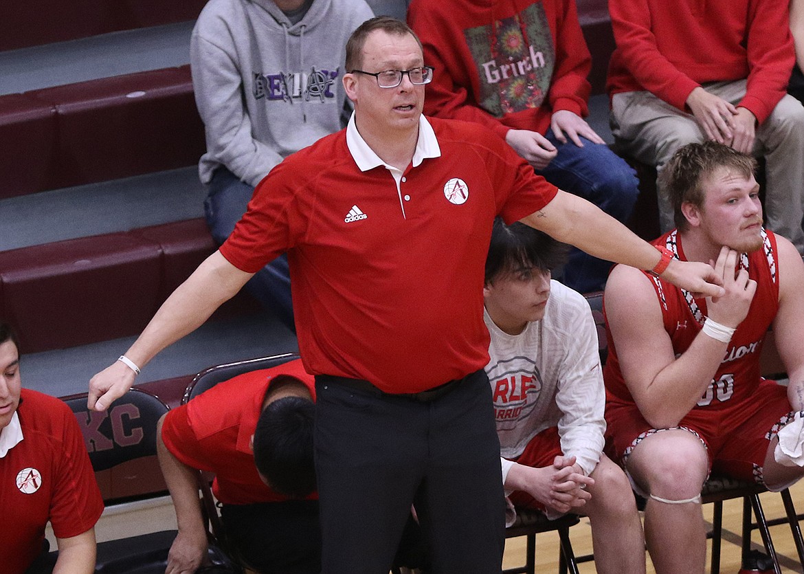 Arlee Coach Jason Maki has coached a winning team this year. The Warriors earned a berth to the state tourney, next weekend in Billings. (Bob Gunderson photo)
