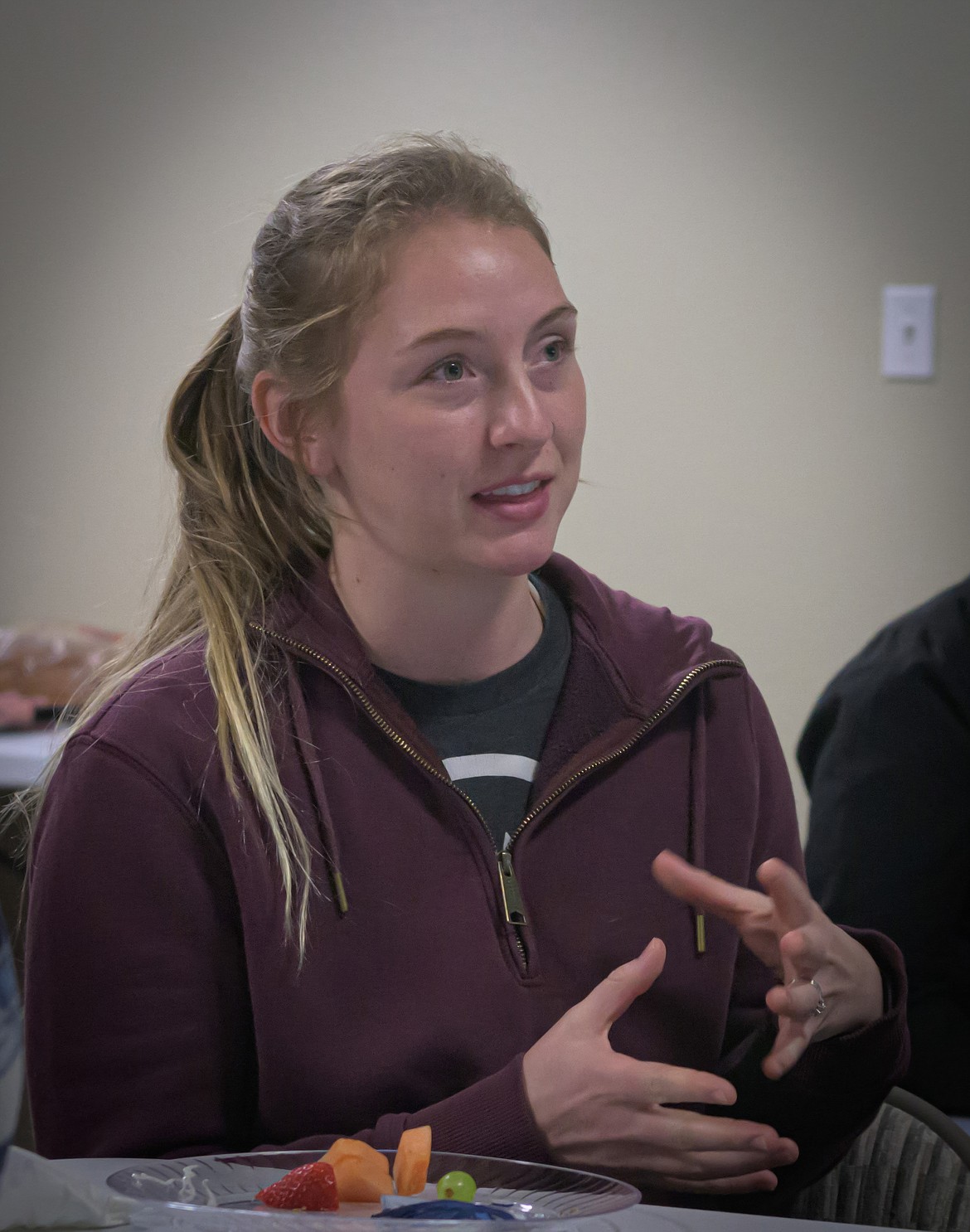 Celewe Ralison discusses childcare solutions for Sanders County at a recent meeting. (Tracy Scott/Valley Press)