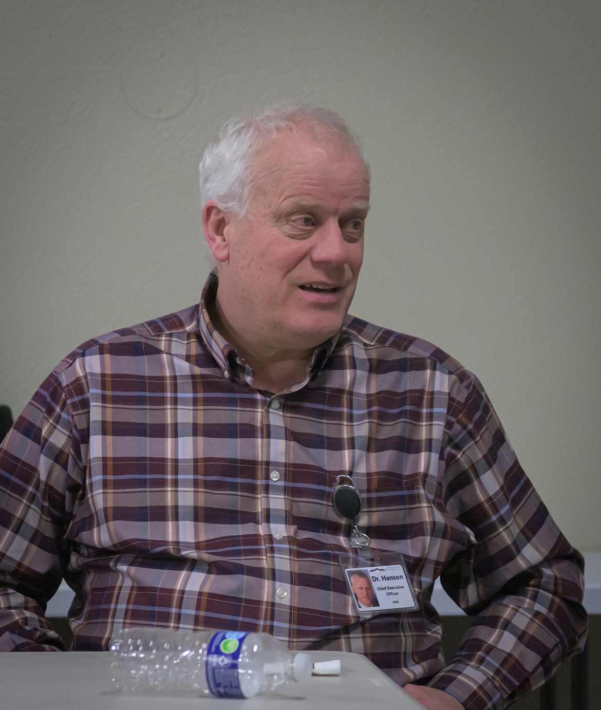 Clark Fork Valley Hospital CEO Gregory Hanson at a meeting to talk about childcare needs in Sanders County. (Tracy Scott/Valley Press)