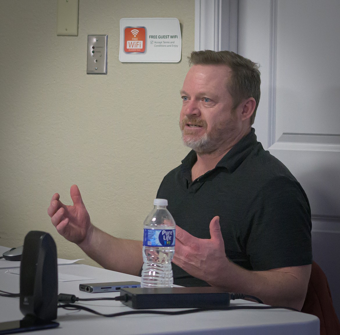 Ray Brown, executive director of Sanders County Community Development, leads a meeting about childcare needs in Sanders County. (Tracy Scott/Valley Press)