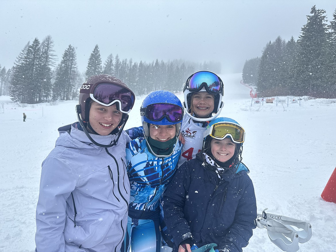 Flathead Valley Ski Education Foundation racers, from left, Claire Graham, Finlee Klocke, Sierra Nelson and Avery Retz at Whitefish Mountain Resort. (Photo provided)