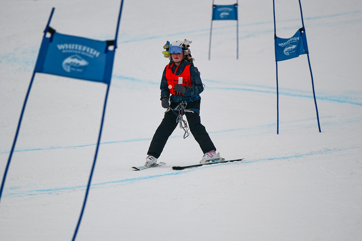 Audrey VanOstrand, with the Columbia Falls Wildcats team, weaves between gates in the Alpine Slalom event during the Special Olympics Montana Glacier Area Winter Games at Whitefish Mountain Resort on Thursday, Feb. 29. (Casey Kreider/Daily Inter Lake)