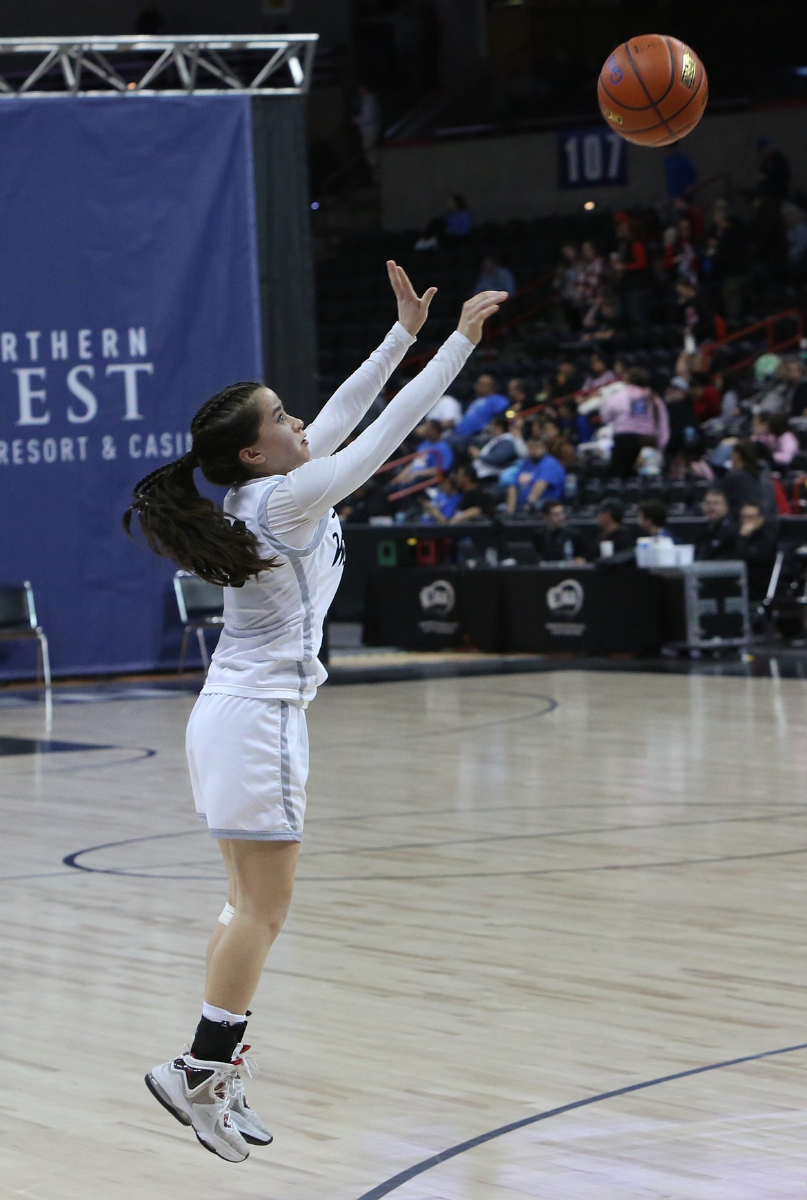 ACH senior Beth Okamoto attempts a three-pointer in the fourth quarter against Garfield-Palouse.