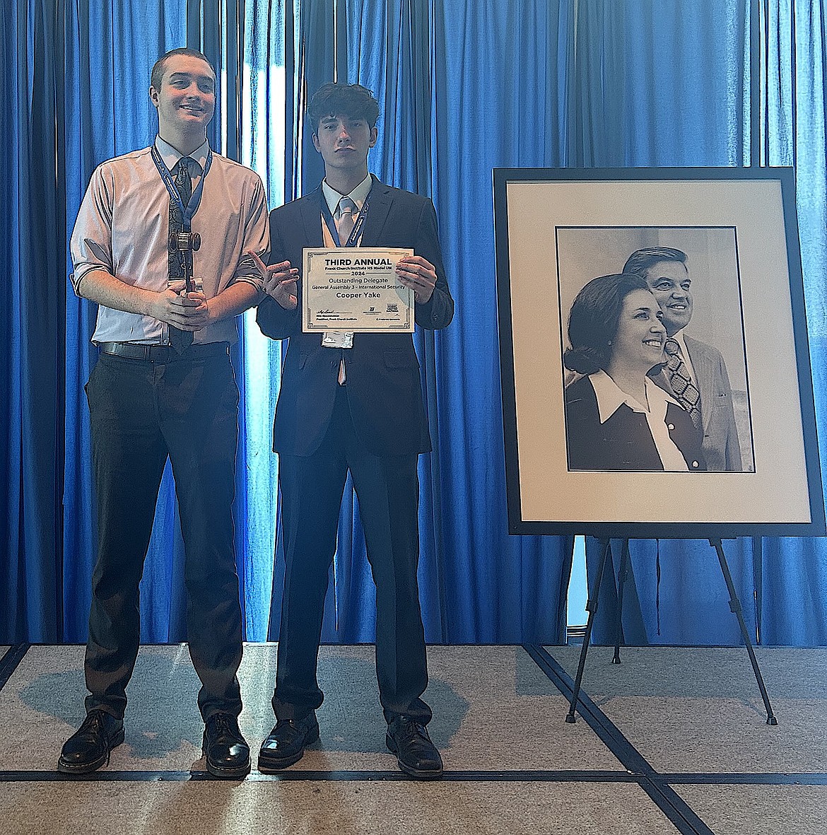 Luke Sharon (left) was given the award for Best Delegate and Cooper Yake (right) was given the Outstanding Delegate award.