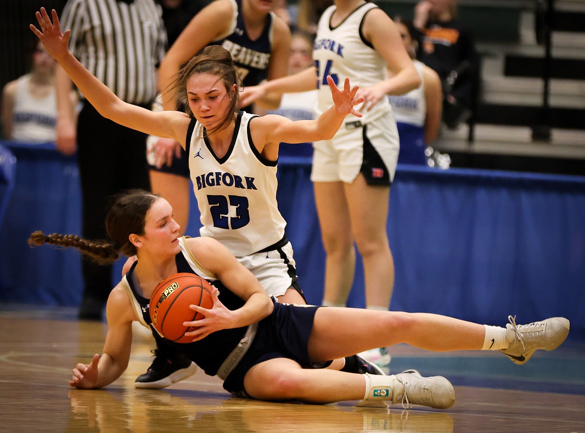 The Bigfork girls basketball team at the Western A tournament in Butte. (Jeremy Weber/Bigfork Eagle)