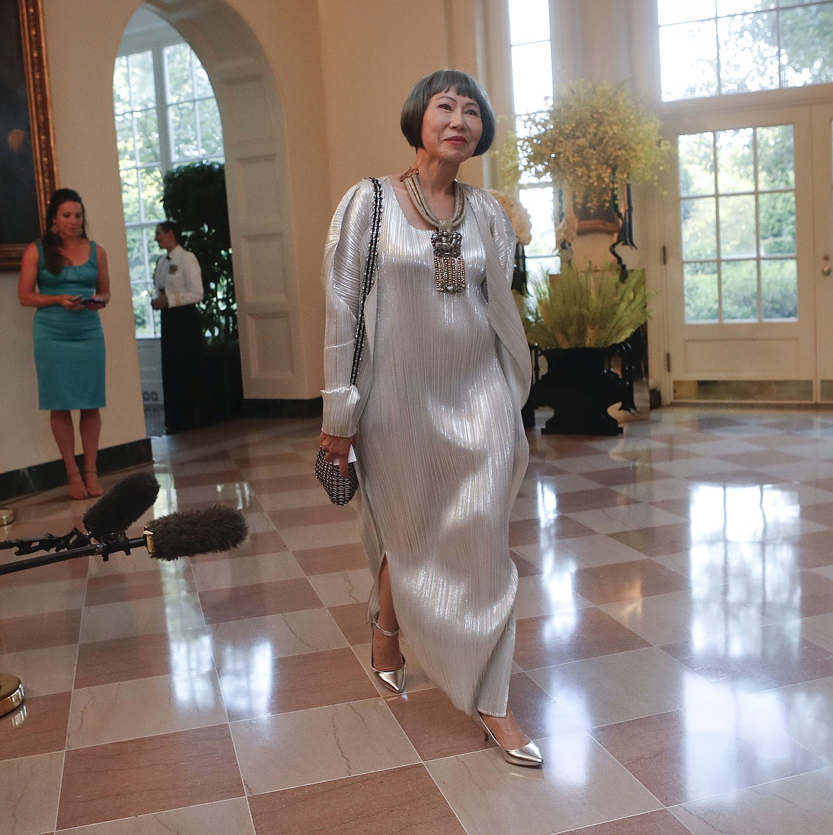 Author Amy Tan arrives for the State Dinner for Singapore Prime Minister Lee Hsien Loong, at the White House in Washington, on Aug. 2, 2016. Tan’s contributions to the arts and other aspects of her life are part of a film series hosted by the Moses Lake Museum and Art Center in March.