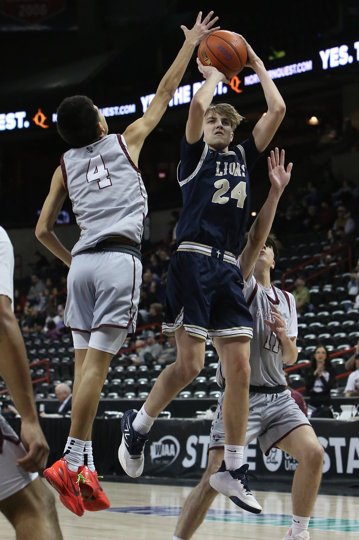 MLCA/CCS sophomore Johnny Ferguson (24) scored 27 points in Saturday’s 45-40 overtime win over Lummi Nation.