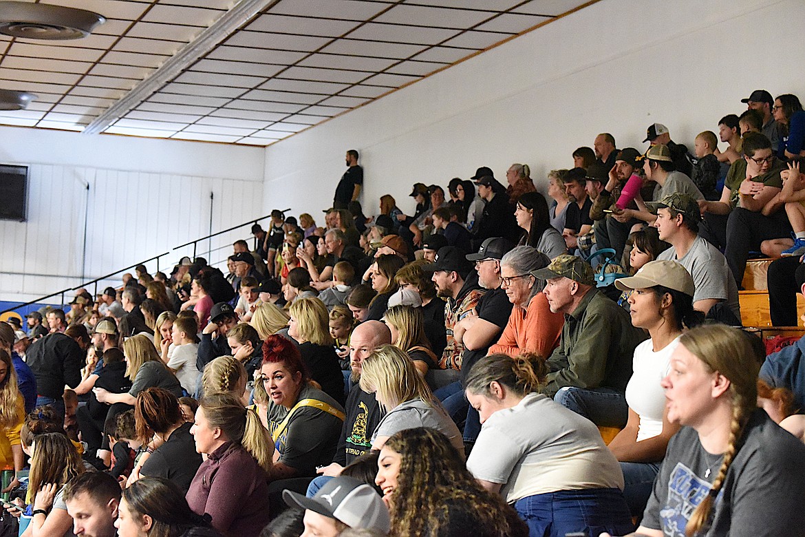 Libby High School's Ralph Tate Gymnasium was packed Saturday with wrestling fans from northwest Montana attending the Kootenai Klassic Tournament. See the Friday, March 8 edition of The Western News for more photos and results. (Scott Shindledecker/The Western News)