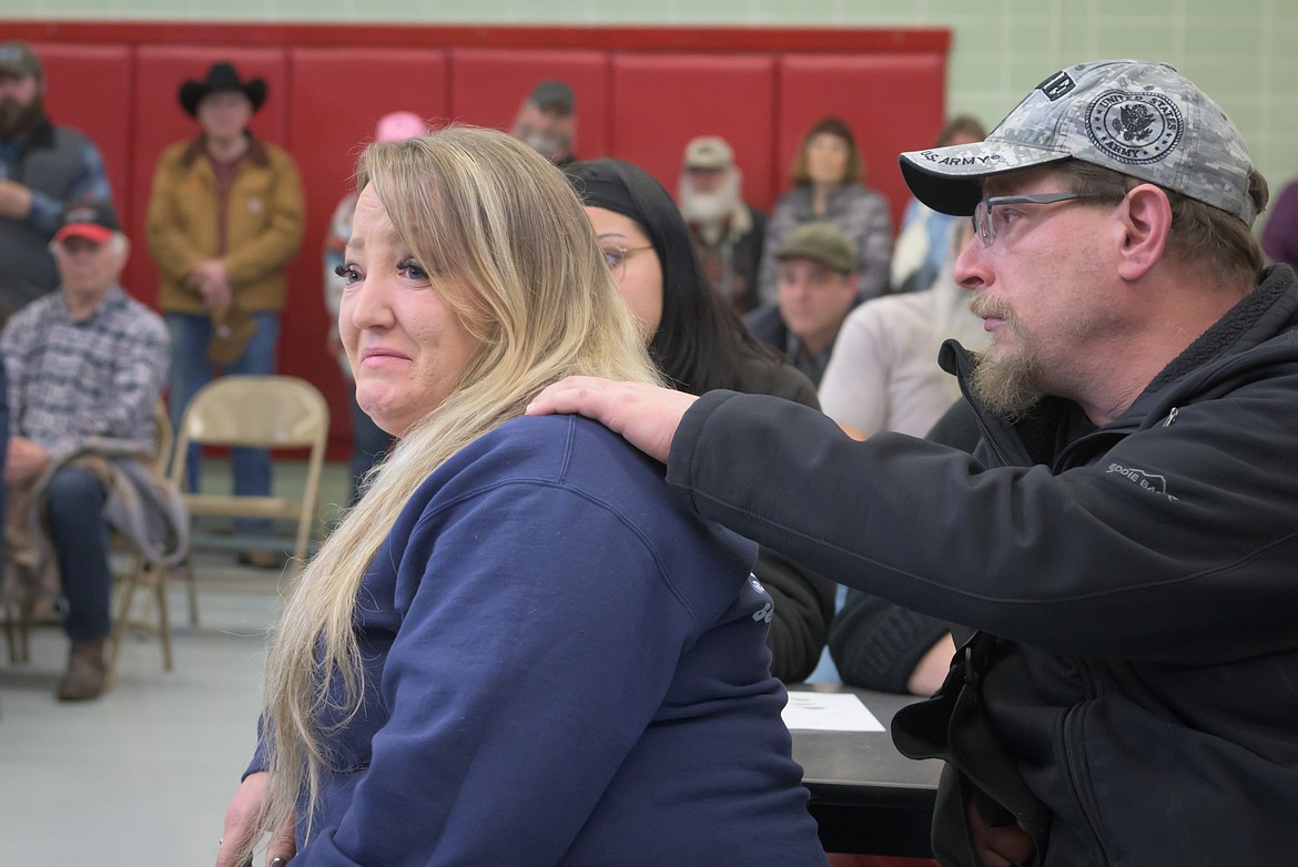 The Angry Beaver owner Teresa Jackson at an informational meeting in Noxon on Saturday. (Tracy Scott/Valley Press)