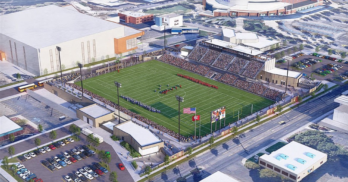 A rendering of ONE Spokane Stadium. USL Spokane co-owner Ryan Harnetiaux said the construction of the stadium was a significant factor in him becoming involved with the club.