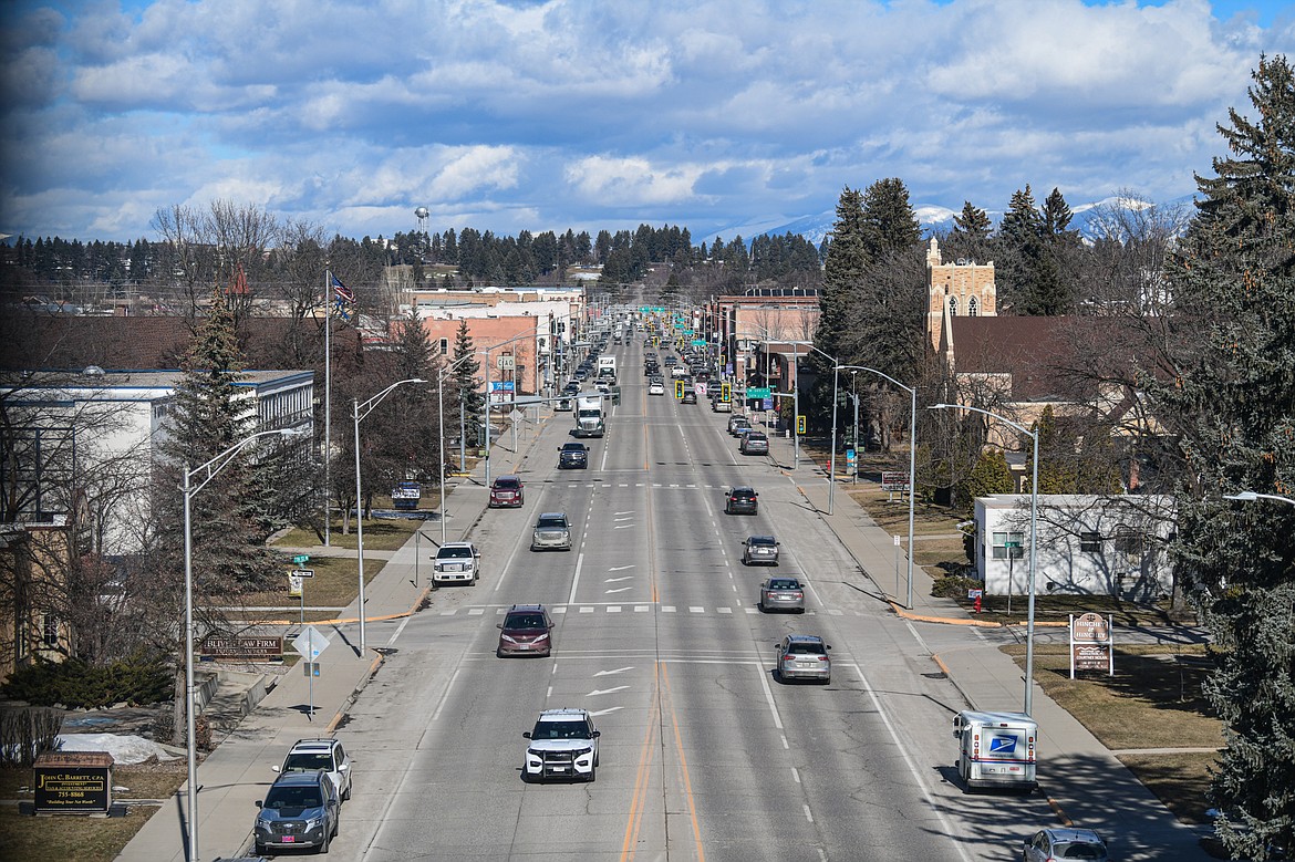 Main Street in downtown Kalispell on Tuesday, March 5. (Casey Kreider/Daily Inter Lake)