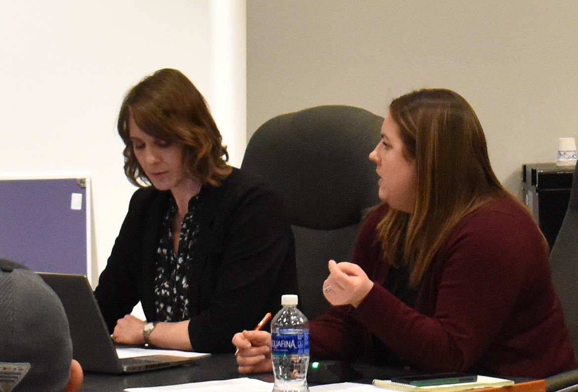 Moses Lake Utility Services Director Jessica Cole, right, and Community Development Director Kirsten Peterson explain some of the suggestions in a draft ordinance dealing with food courts.