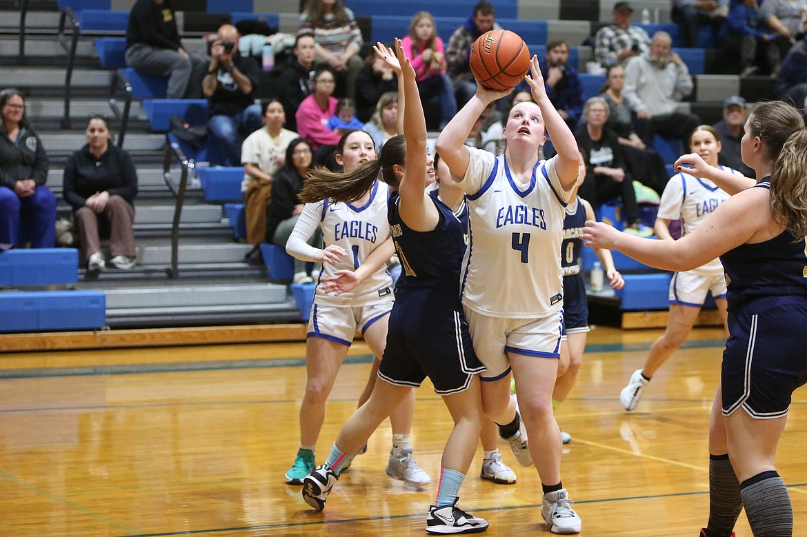 Brooke Dana makes a pass during a Soap Lake game. The girls basketball team was named academic state champions for Class 1B.