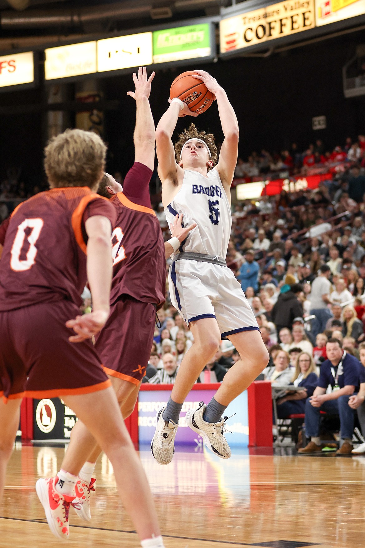 Brody Rice shoots a jump shot at the 3A State Championship game on March 2.