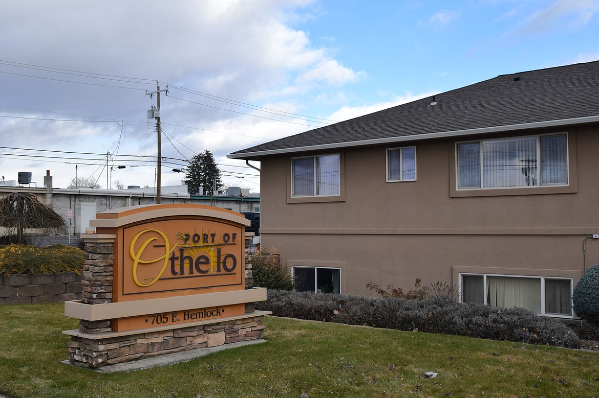 The exterior and sign for the Port of Othello’s offices at the intersection of South Seventh Avenue and East Hemlock Street. Port commissioners approved two to one lower monthly water line charges and a lower turn-off and turn-on fee during their regular Feb. 27 meeting.