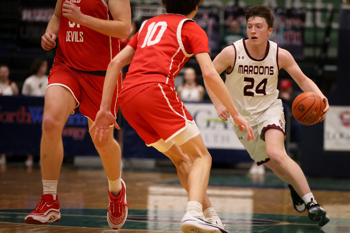 Butte Central plays Dawson County at the State A basketball tournament in Butte on Thursday, March 7, 2024. (Jeremy Weber/Bigfork Eagle)
