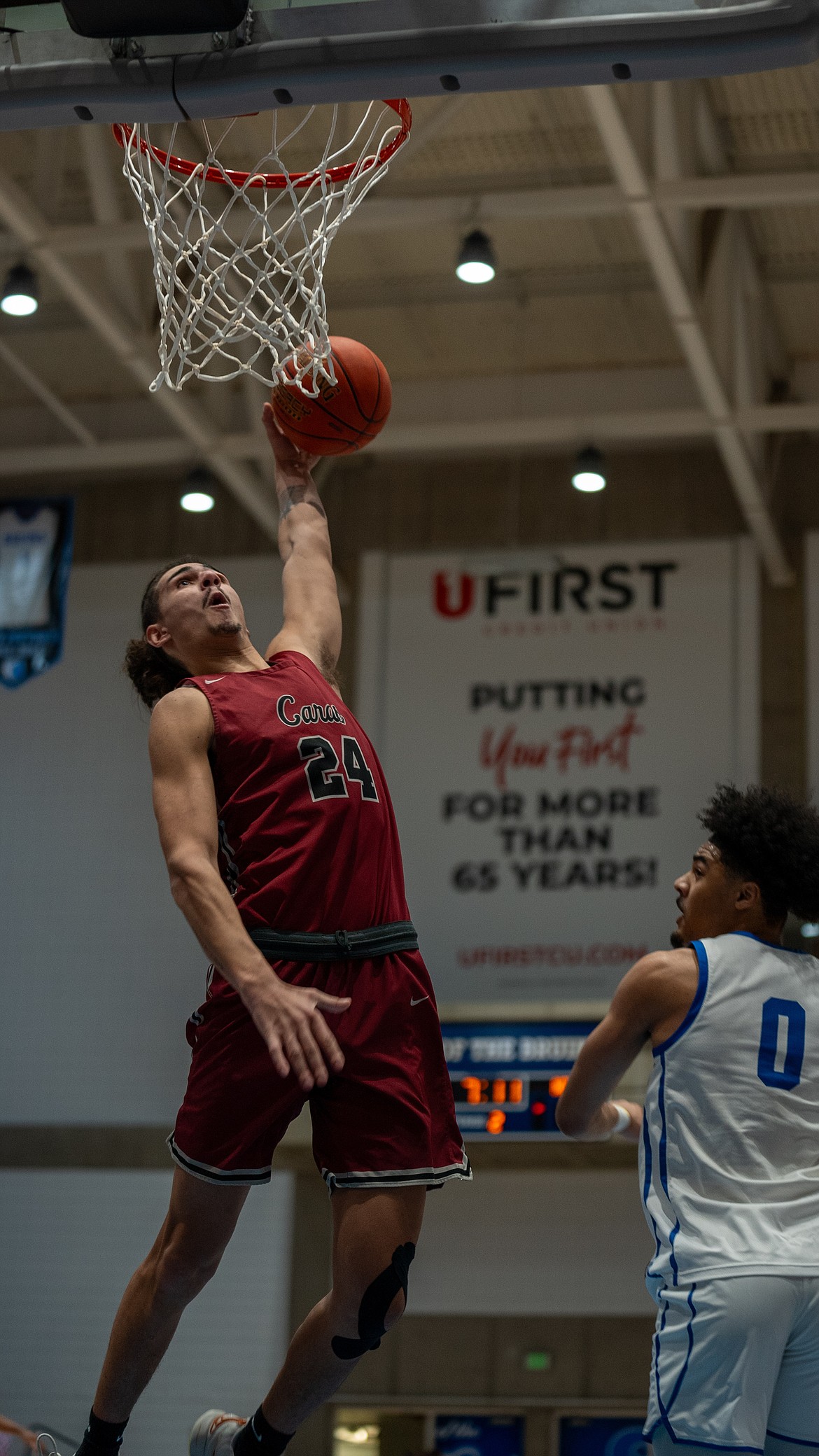 NIC ATHLETICS
North Idaho sophomore forward Jalen Skalskiy goes up for a dunk during the second half of Friday's Region 18 tournament game against Salt Lake in Taylorsville, Utah.