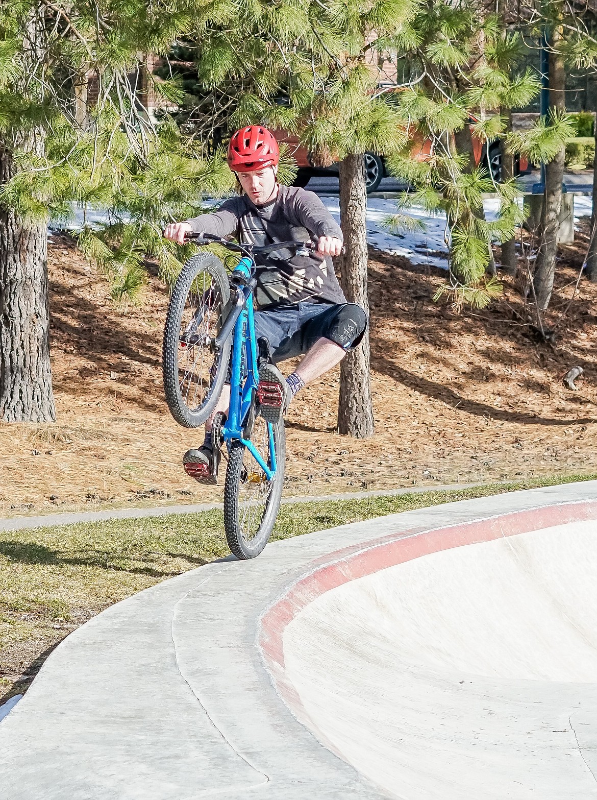 Cory Winside said the skate park at his hometown in British Columbia was still frozen over, so he decided to travel to Spokane and stopped at the Coeur d'Alene skate park on Friday to enjoy some sunshine.