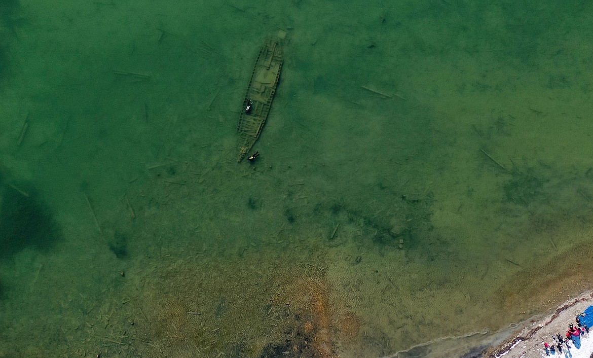 An aerial view of the wreck of an old steamship that was recently discovered in the region.