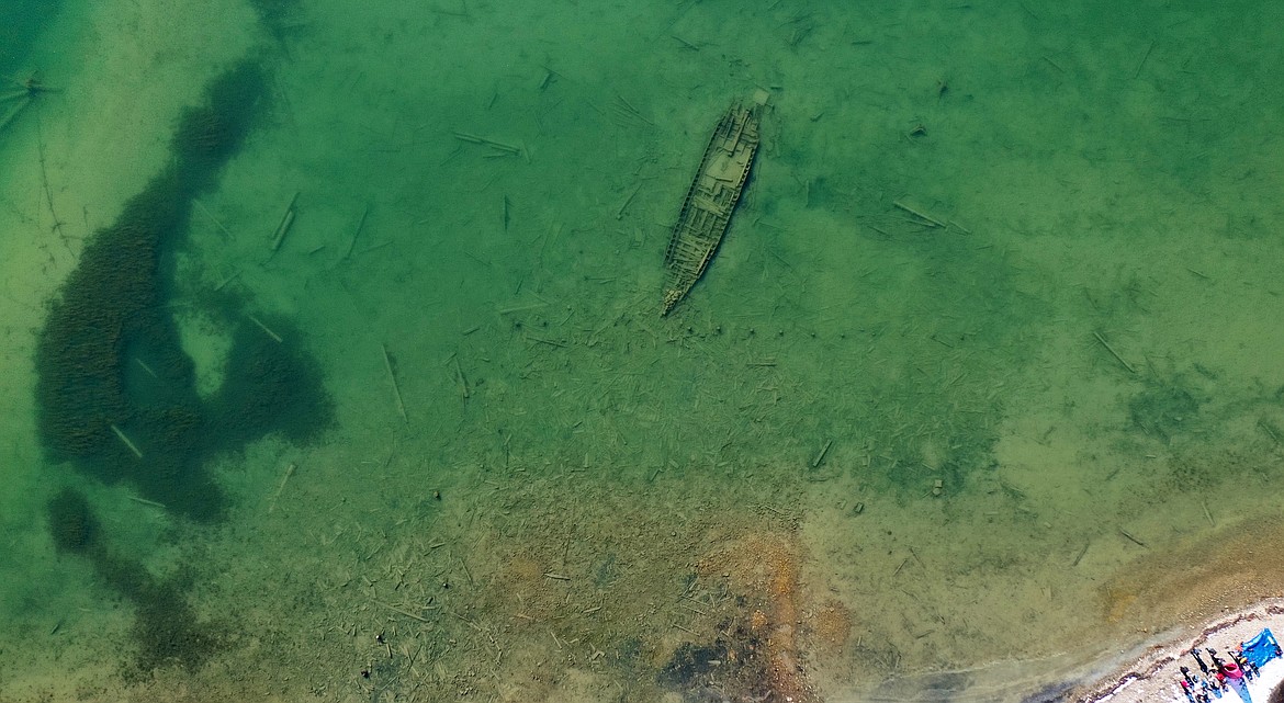 A aerial view of the wreck of an old steamship that was recently discovered in the region.