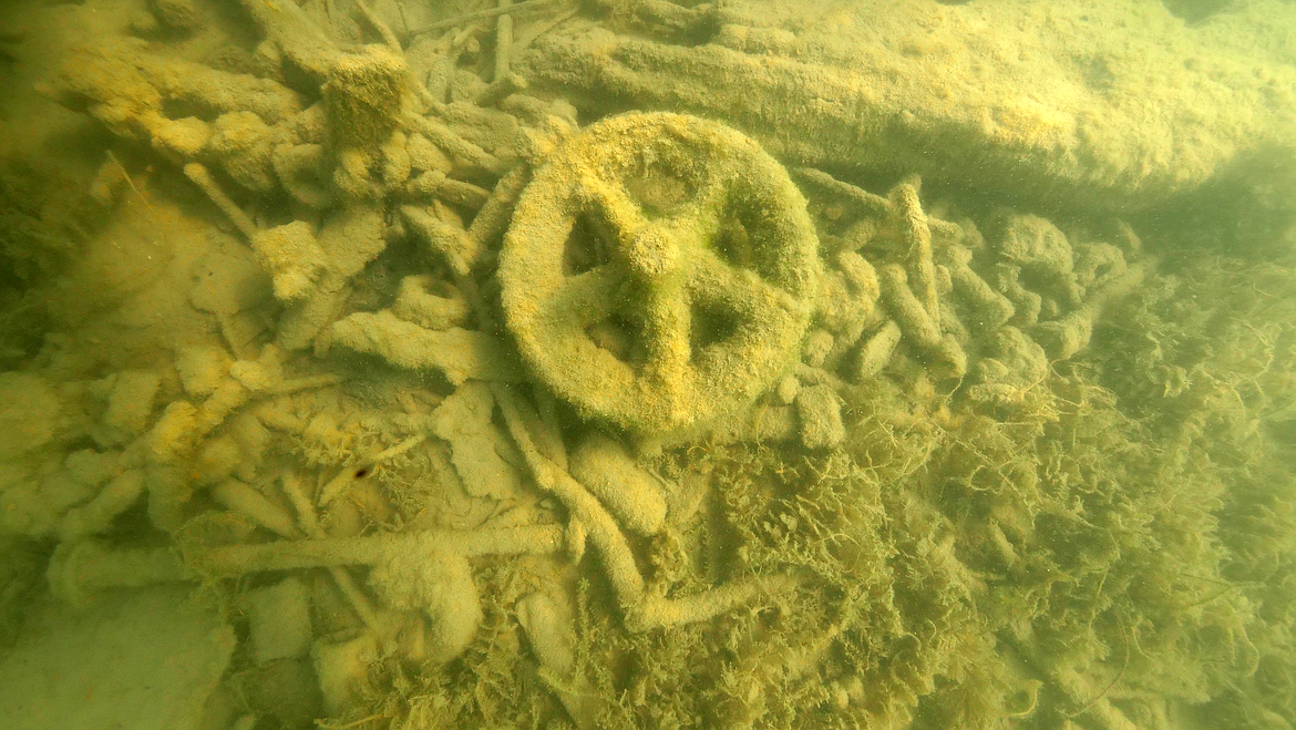 Part of an old pulley was among the items whose images were captured during an initial dive of a historic shipwreck in the area.